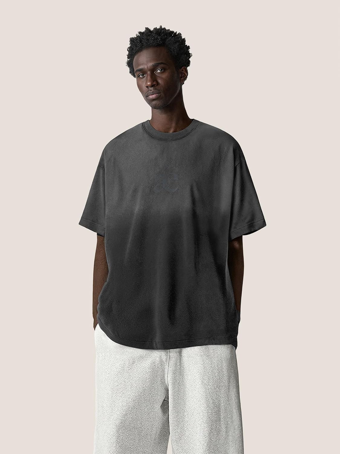 Mens Oversized T-Shirts Heavyweight Cotton Gradient Wash Tshirt Loose Fit Short Sleeve Vintage Tees