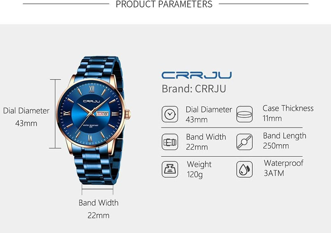 Men'S Fashion Luxury Stainless Steel Watches for Men Business Auto Date Chronograph Analog Quartz Wristwatches